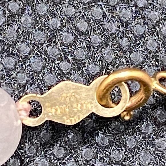 14k Hong Kong WW Rose Quartz Beaded Heart Pendant Necklace - Picture 8 of 14